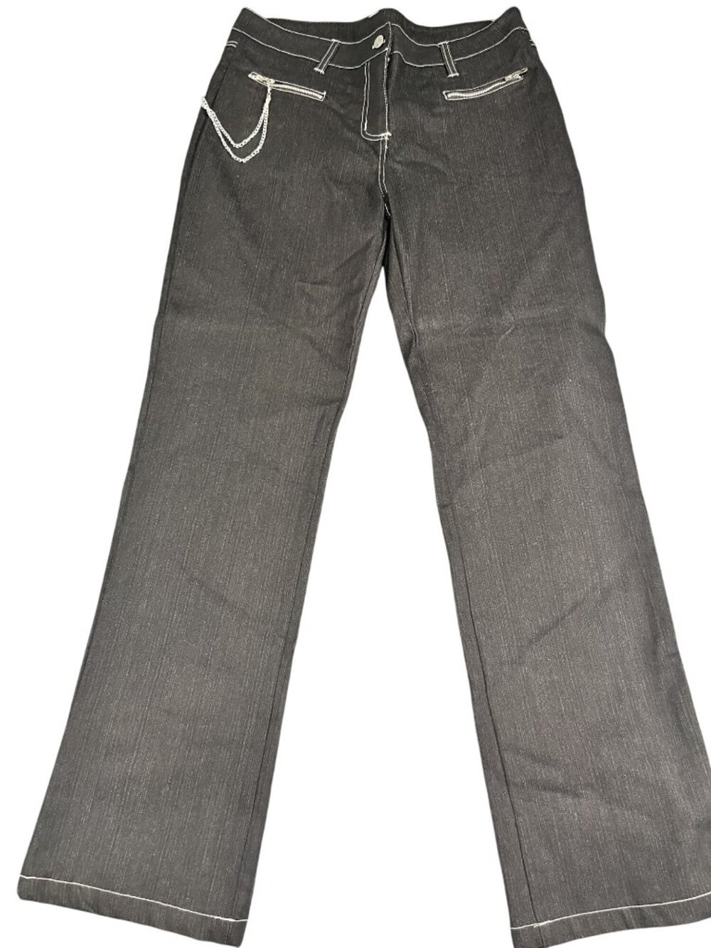 Gold Flava Womens Dark Wash Denim Pants 16 Chain Accent Contrast Stitching